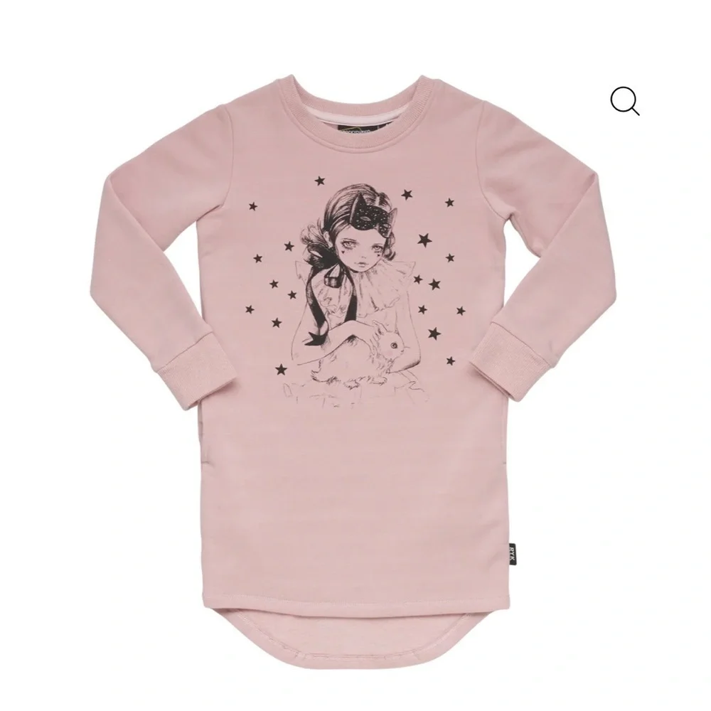Rock Your Baby Blush Graphic Long Sleeve Dress